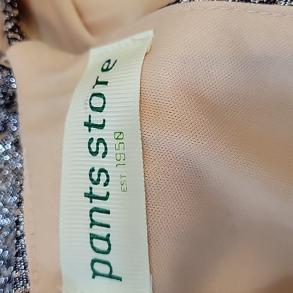 Pants Store dress black silver peach metallic spaghetti straps fitted Medium … - Picture 6 of 8